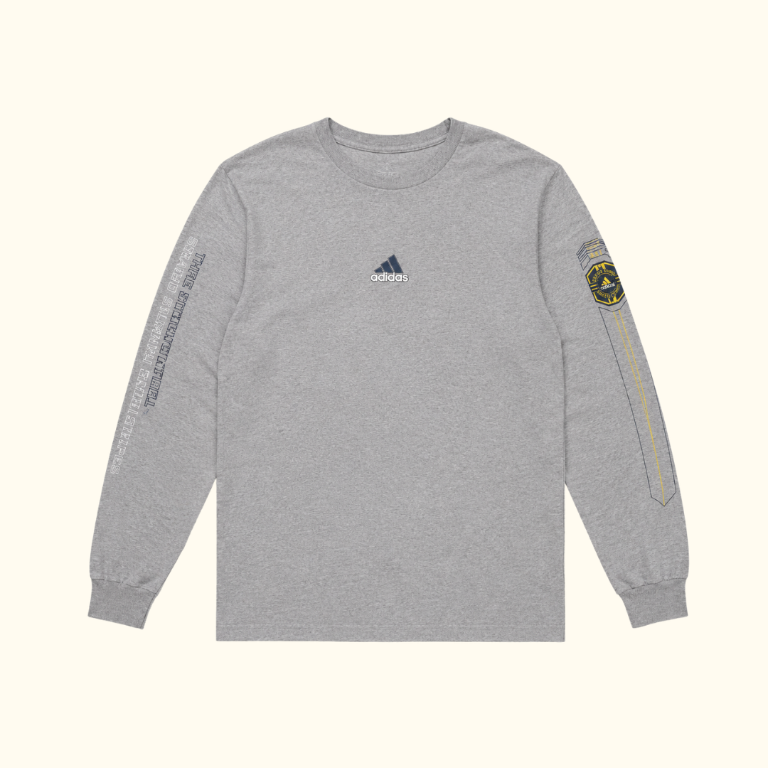 Camiseta Adidas Continental 80 Series Gris – Manga Larga Streetwear Vintage-Talla L