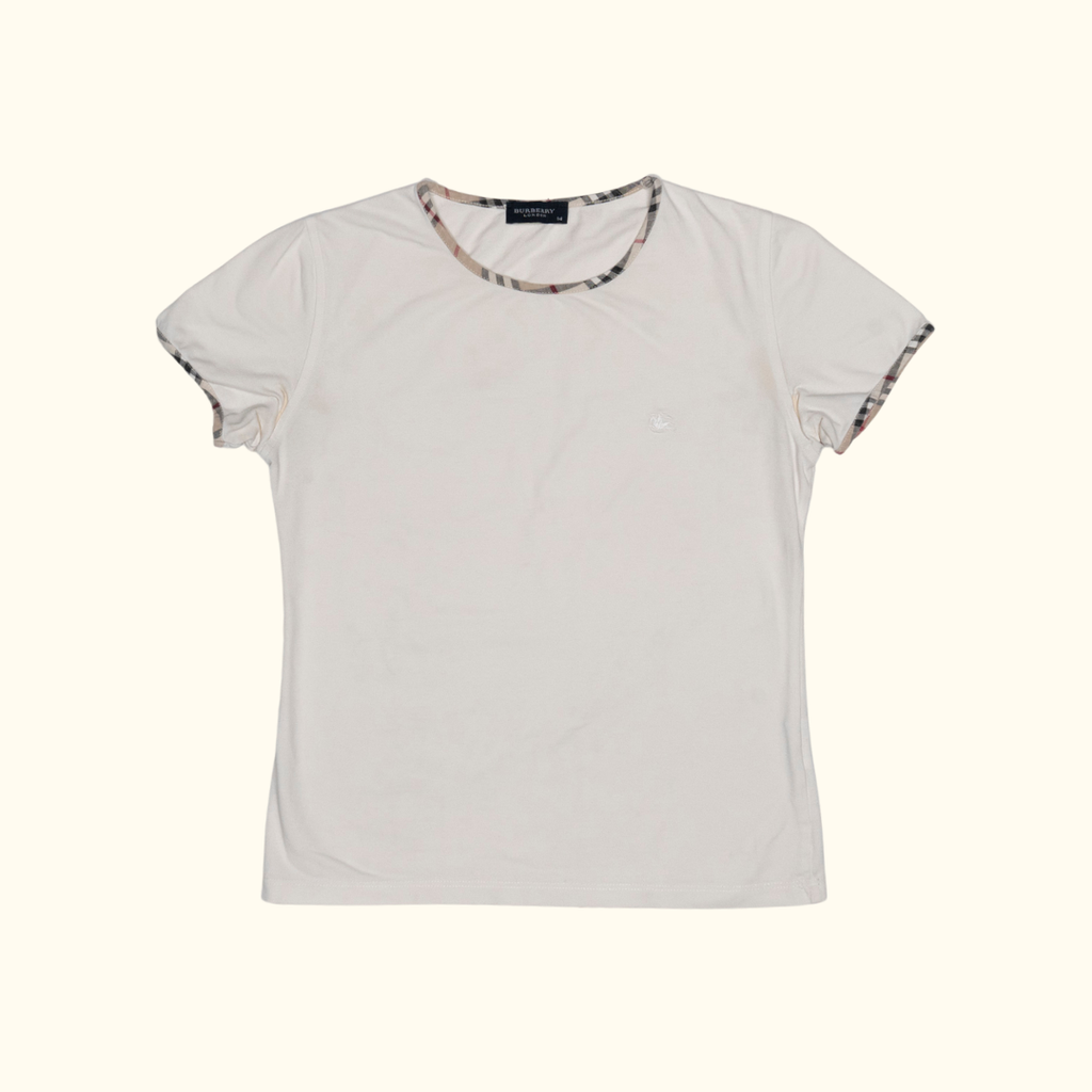 Camiseta Burberry "Baby Tee" Nova Check Trim - Talla XS/S