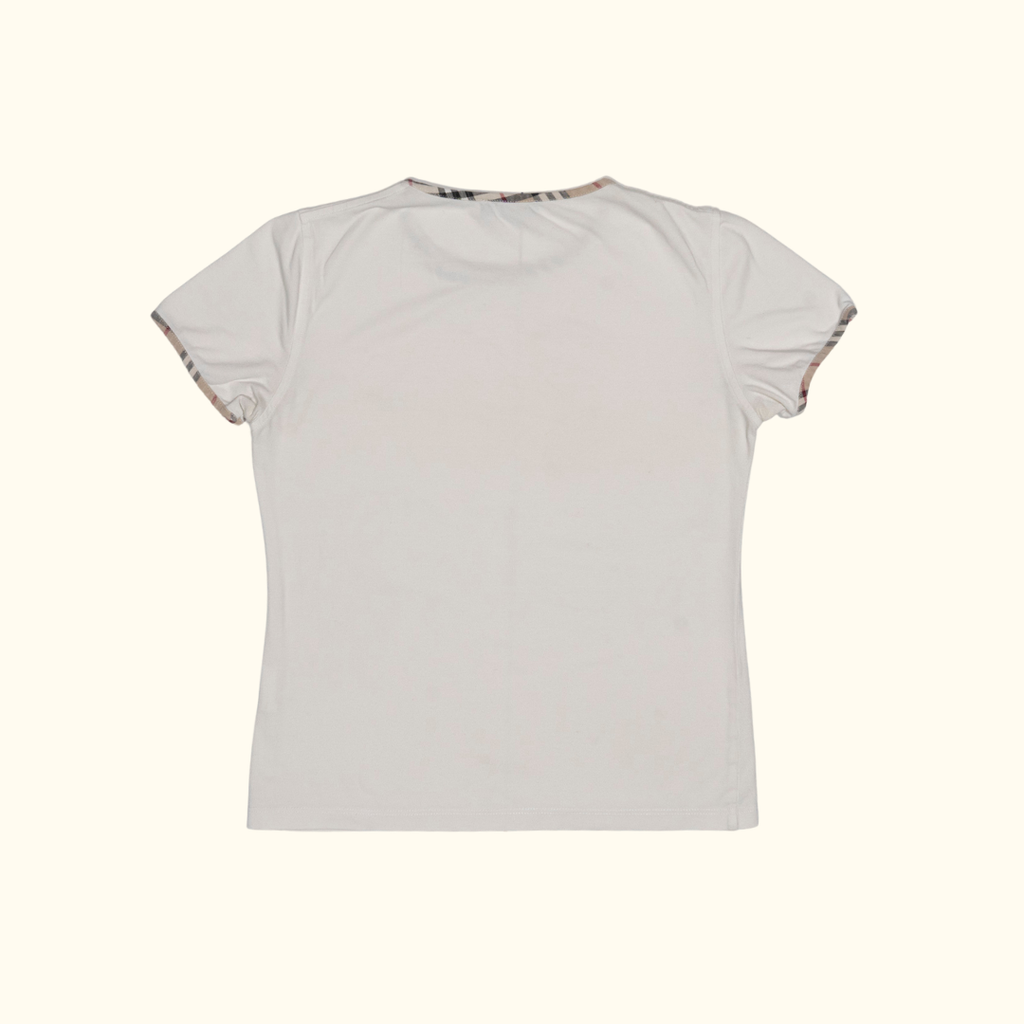 Camiseta Burberry "Baby Tee" Nova Check Trim - Talla XS/S
