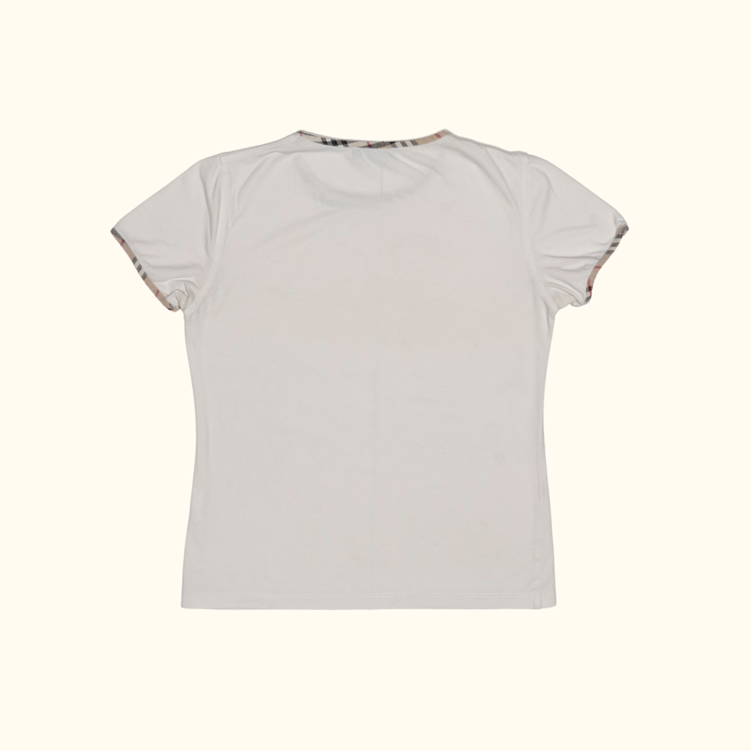 Camiseta Burberry "Baby Tee" Nova Check Trim - Talla XS/S