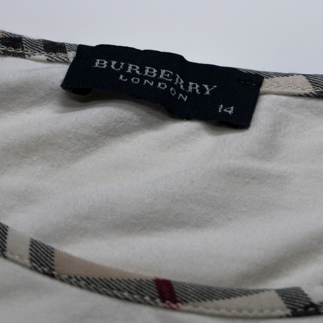 Camiseta Burberry "Baby Tee" Nova Check Trim - Talla XS/S