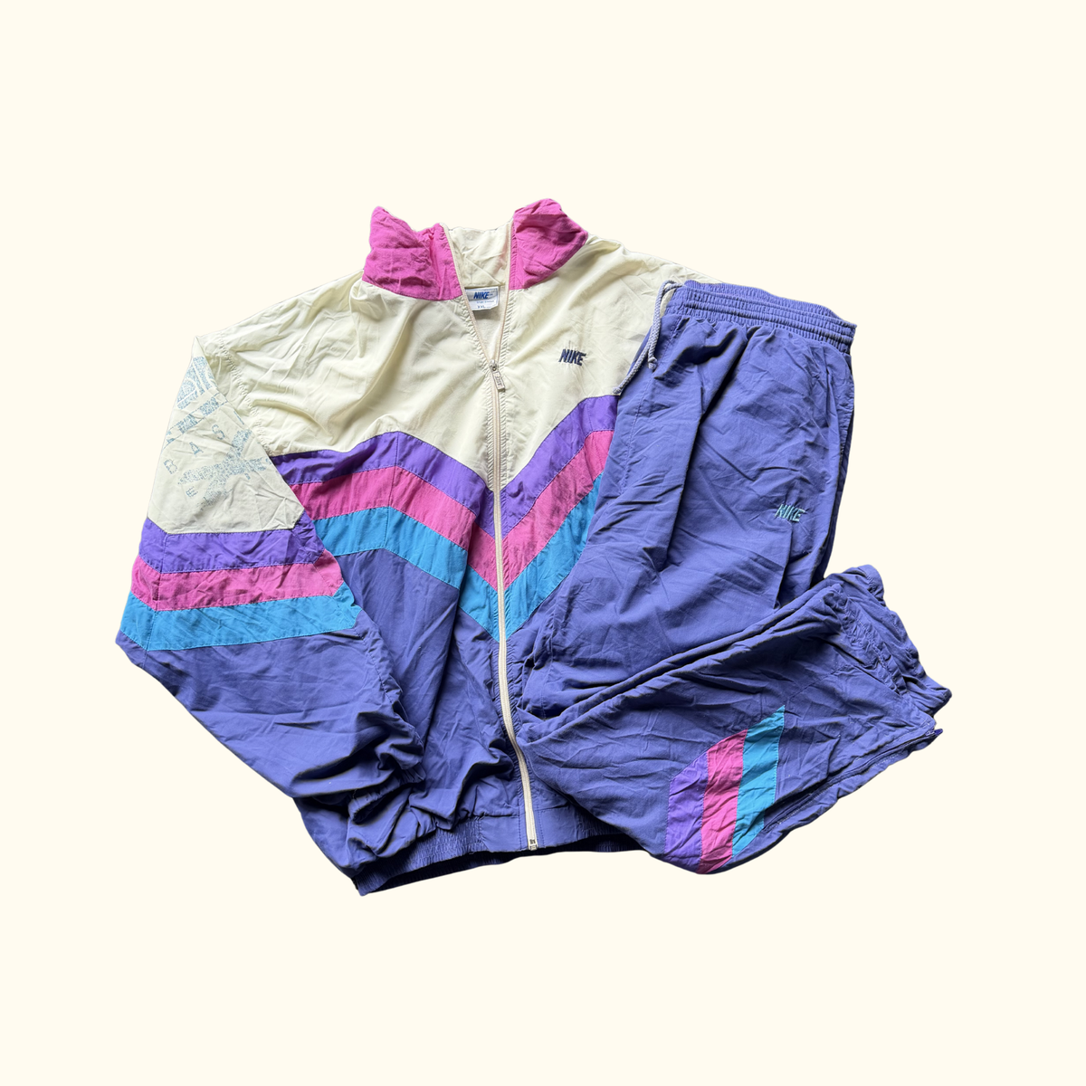 Conjunto Nike “Basket Extra Flight” Vintage – Chándal Windbreaker Chaqueta + Pantalón – Talla XL