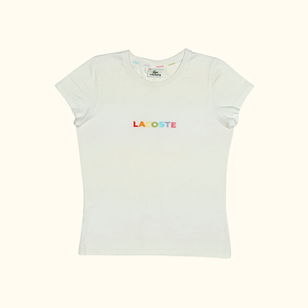 Camiseta Lacoste "Rainbow Spellout" - Talla XS/S