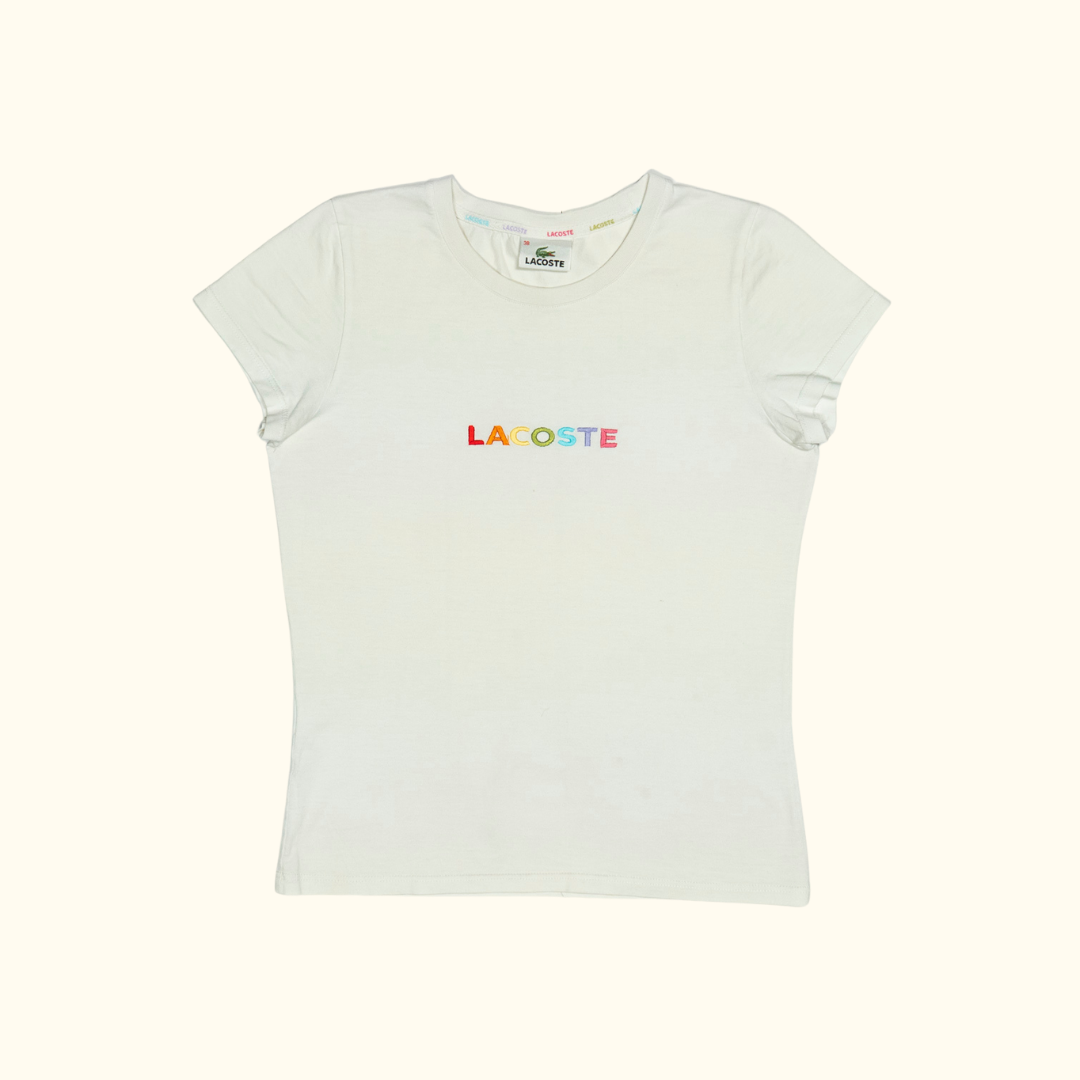 Camiseta Lacoste "Rainbow Spellout" - Talla XS/S