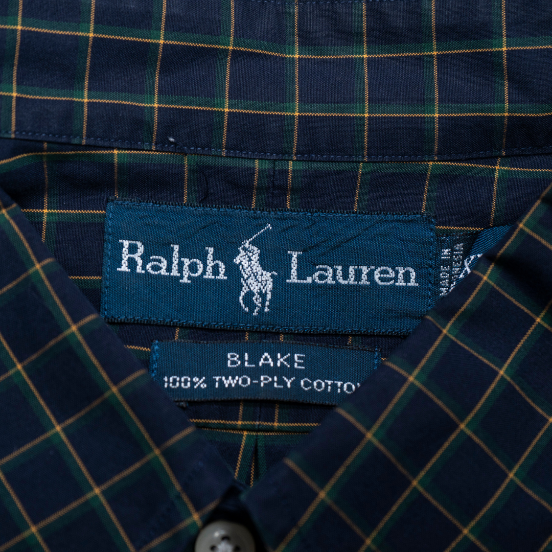 Camisa Ralph Lauren "Blake" 90s Navy Grid - Talla XXL