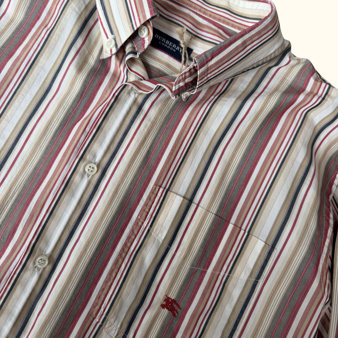 Camisa Burberry London Vintage de Rayas 100% algodón – Old Money – Talla M